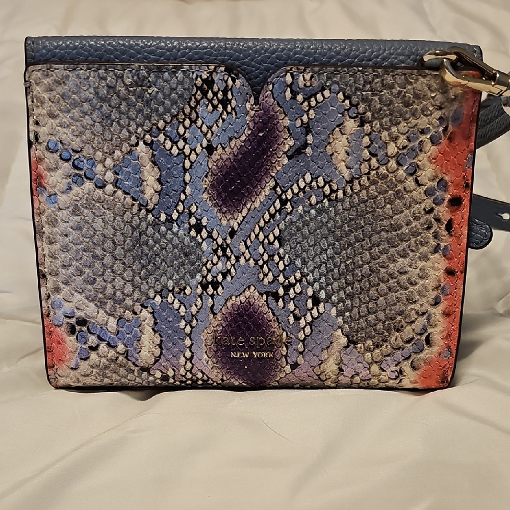 Kate Spade Blue and Purple Crossbody Bag with Exotic Print